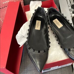 Valentino Black Studded Flats